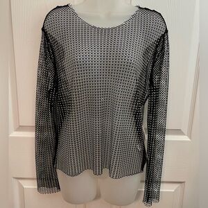 NWT ORANGE KISS OPEN MESH CROP TOP WITH IRIDESCENT CRYSTALS MISSES SIZE XL